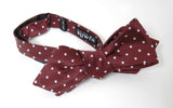 Classic Dapper Dot Crimson Red Bow Tie with White Dots Diamond Tip