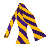 Self Tie Purple and Gold College Stripe Bow Tie