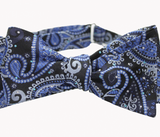 Bold Paisley Self-Tie Bow Tie - Navy Blue