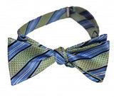 The Yacht Stripe Self-Tie Light Green/Blue Bow Tie