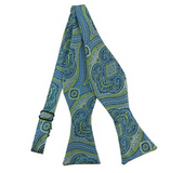 Bold Paisley Bow Tie - Lime Green/Blue