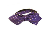 Classic Dapper Dot Royal Purple Bow Tie with White Dots Diamond Tip