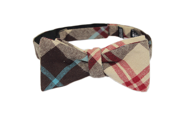 Montgomery Brown, Cream, Red and Blue Plaid Rock My Bow Tie