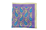 Blue, Purple, and Beige Paisley Pocket Square