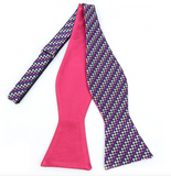 100% Silk Woven Hot Pink Freestyle  and Reversible Bow Tie