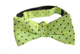 Classic Dapper Dot Lime Green Tie with Navy Dots